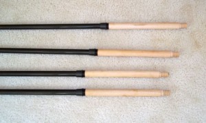 Fishing poles glued to paint roller extensions, which mount into the Moxon center