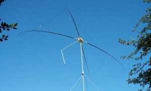 Moxon in the air --- note the PVC pipe that feeds the driven element with coax