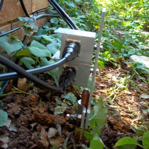 Ground rod and bracket for the surge arrestors.